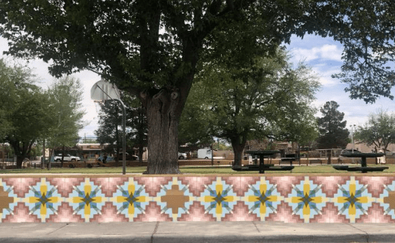 Klein Park wall with proposed floral design