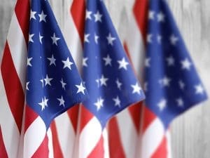 American flags standing up side by side