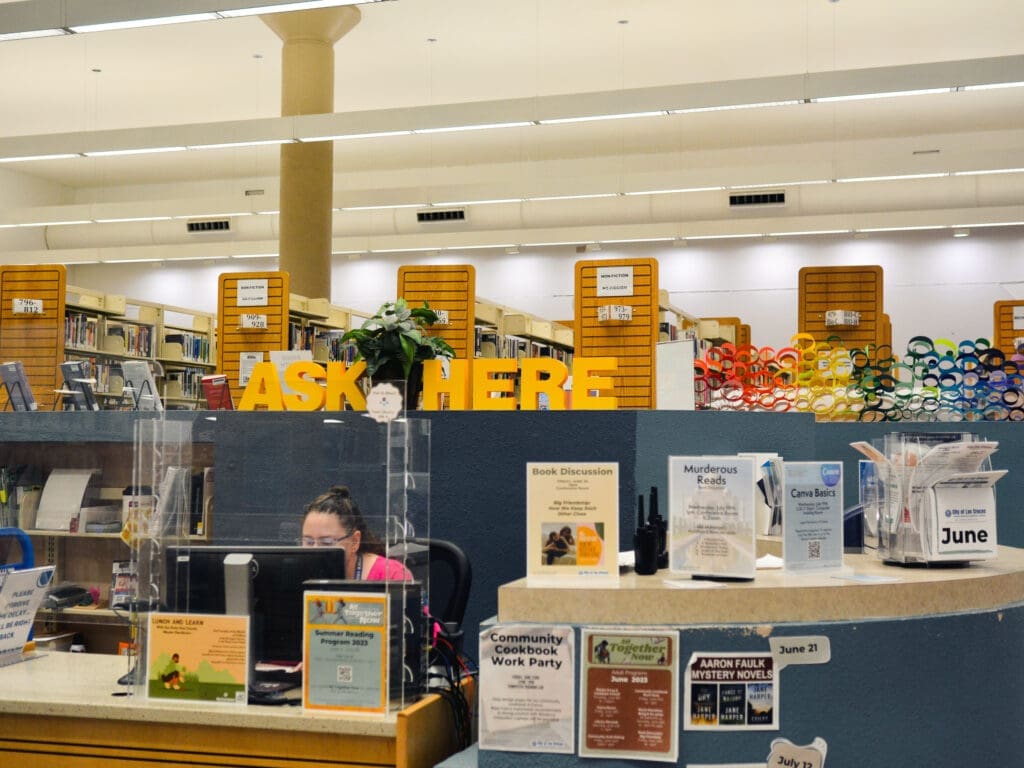 Help desk inside of the library.