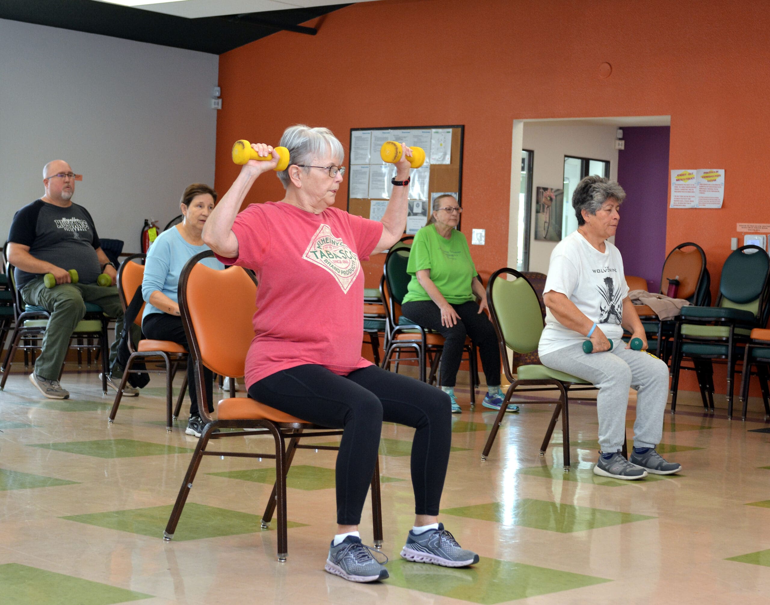 Seniors working-out at sage Cafe