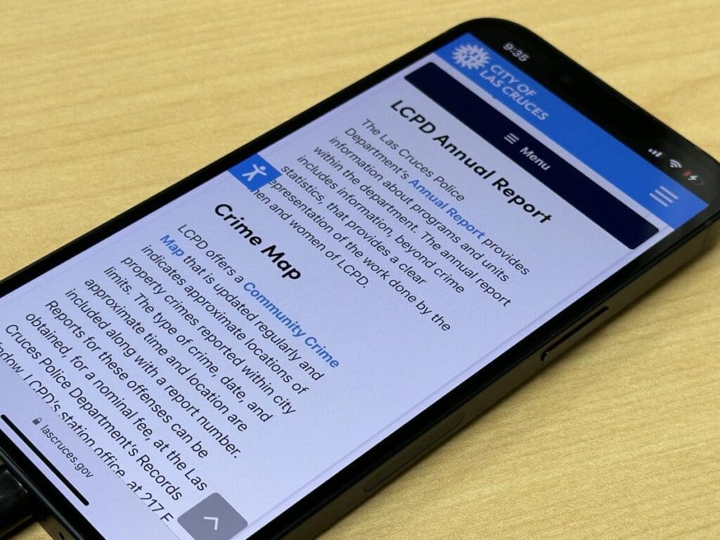 Cell phone showing LCPD's Transparency Page