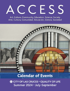 Front Cover of Access Digital Magazine. Shows portion of Endless Passage art as created by Endless Passage by Debbie Dickinson. This piece wraps around the central pillar in the lobby of City Hall at 700 N. Main St. ACCESS Magazine