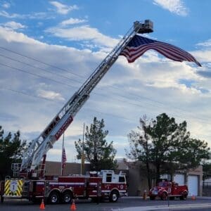 Fire truck with flag