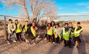 Children picking up trash