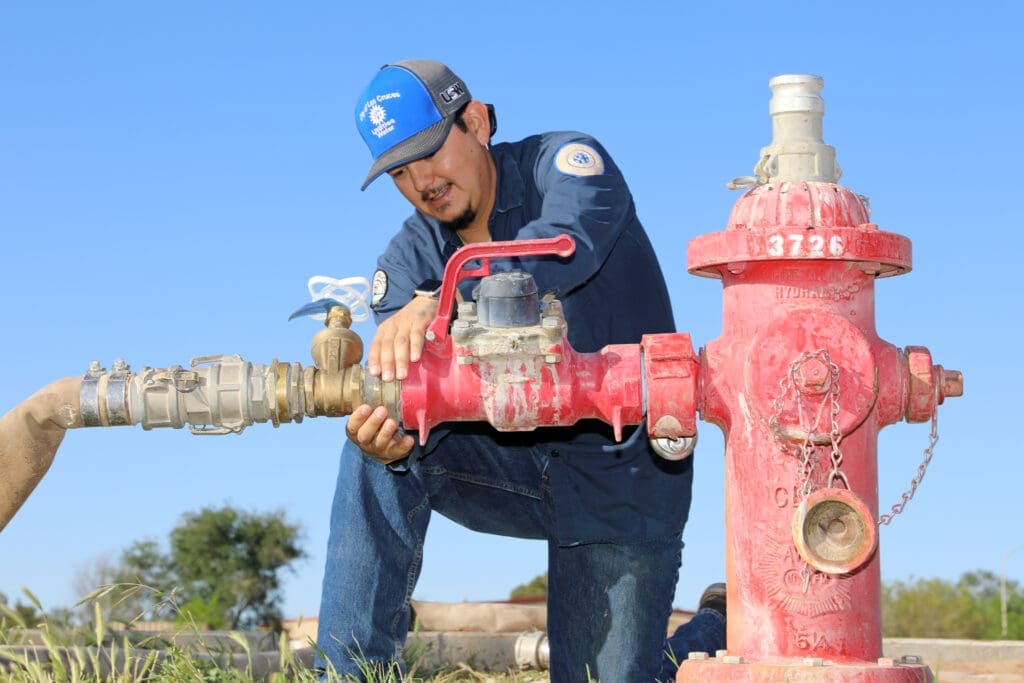 working on a water hydrant