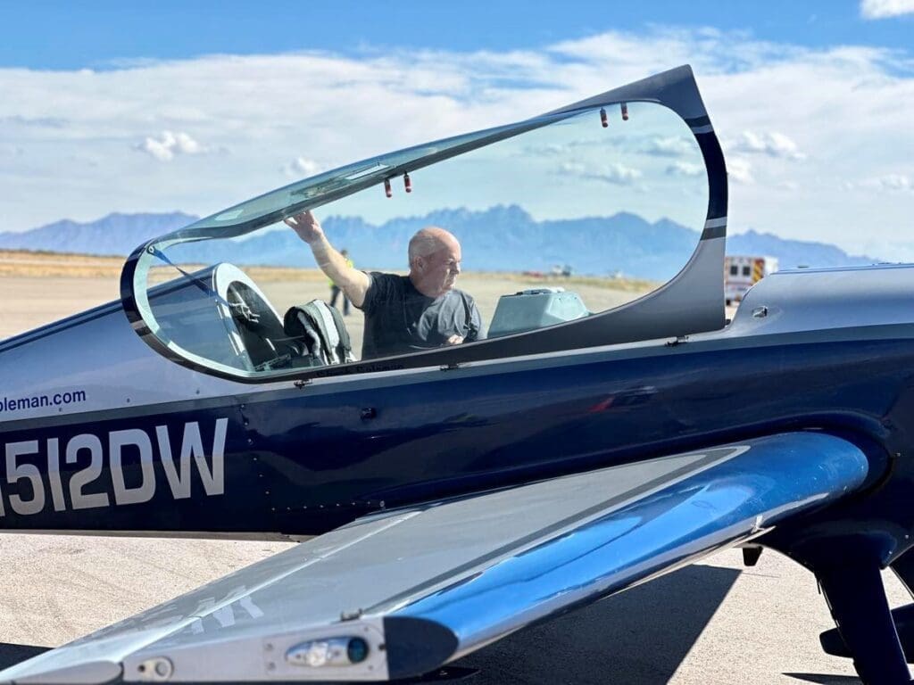 Pilot sitting in his airplane