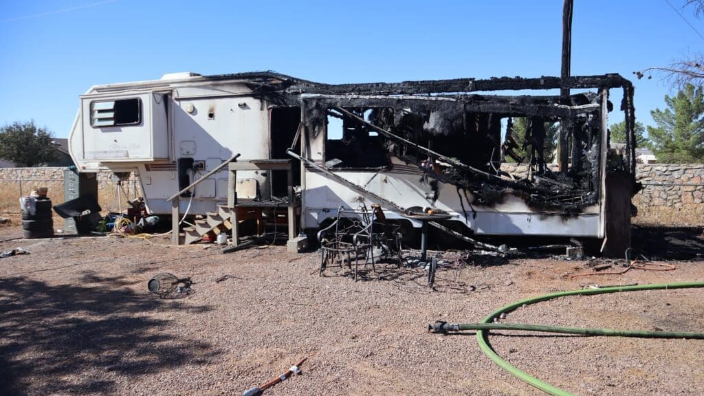 Trailer damaged by fire