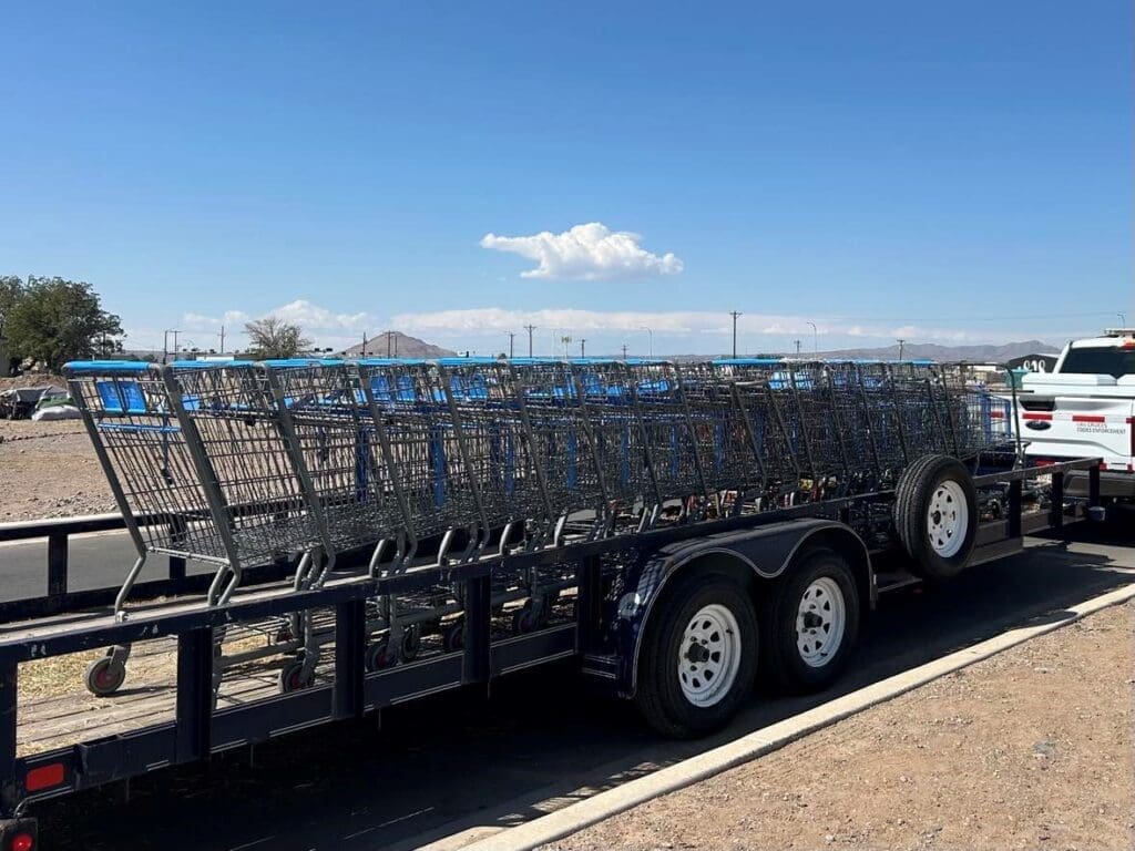 Shopping Carts loaded onto a trailer