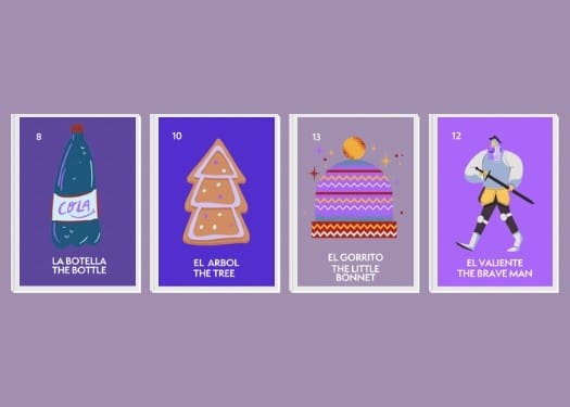 Four loteria cards