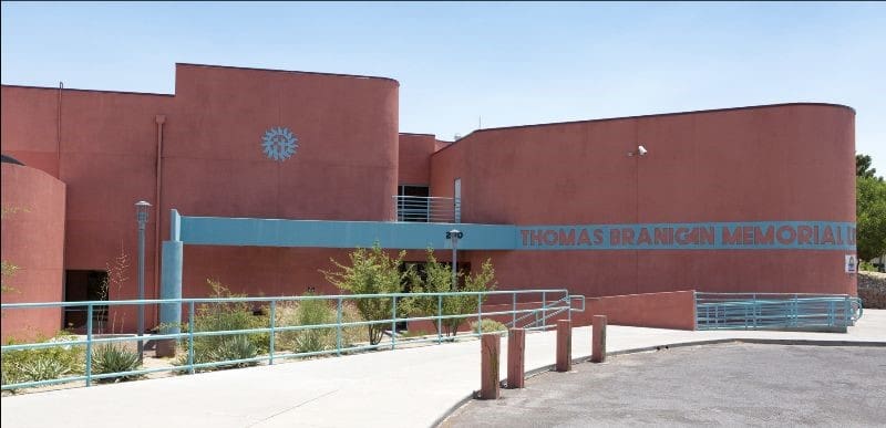 Front view of Branigan Library.