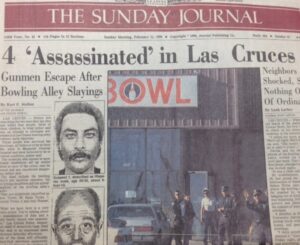Newspaper article about the bowling alley murders.