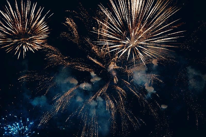 Fireworks exploding in the sky.