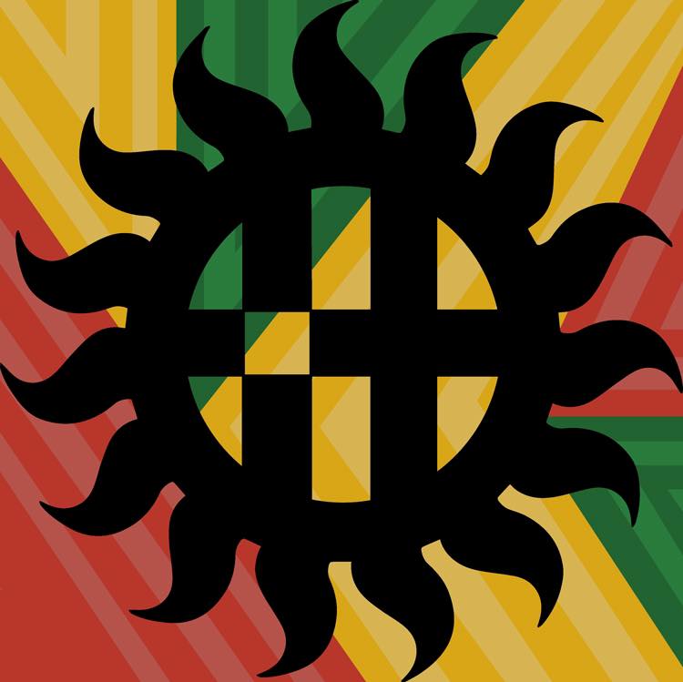 City of Las Cruces sunburst with Juneteenth colors incorporated.