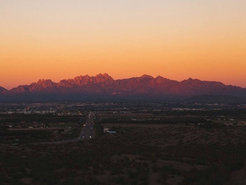 Organ Mountains at dusk,